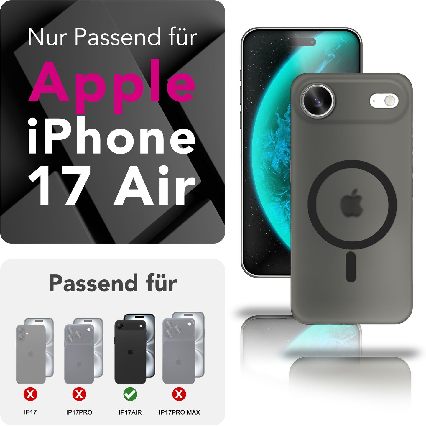 NALIA Ultra-Slim Hardcase für iPhone 17 Air – MagSafe kompatibel & 0.3mm Dünn – THINIX (Matte Semi-Transparente Hülle) – Marke aus Berlin