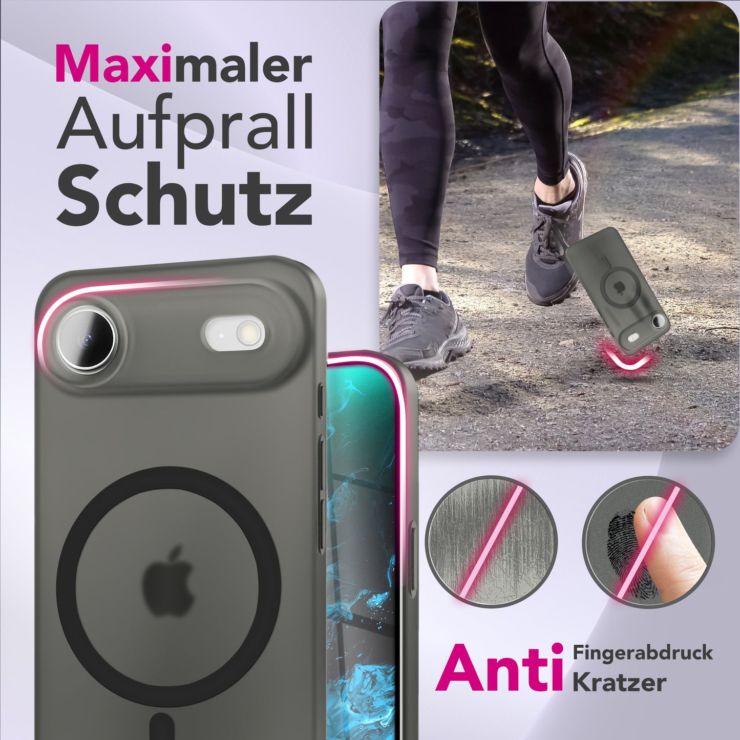 NALIA Ultra-Slim Hardcase für iPhone 17 Air – MagSafe kompatibel & 0.3mm Dünn – THINIX (Matte Semi-Transparente Hülle) – Marke aus Berlin