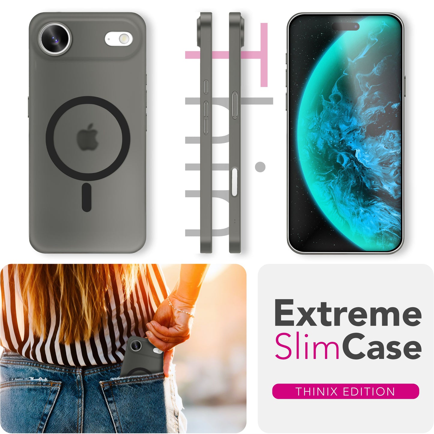 NALIA Ultra-Slim Hardcase für iPhone 17 Air – MagSafe kompatibel & 0.3mm Dünn – THINIX (Matte Semi-Transparente Hülle) – Marke aus Berlin