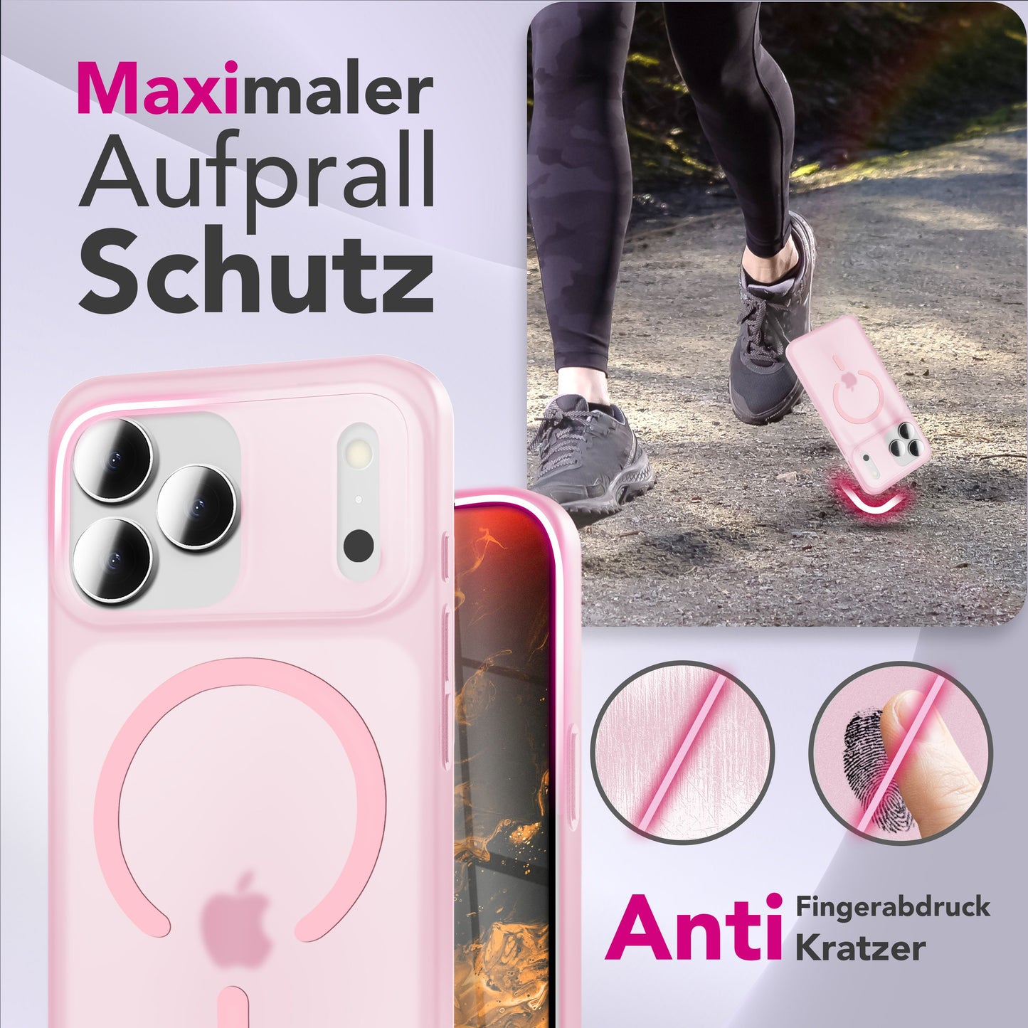 NALIA Ultra-Slim Hardcase für iPhone 17 Pro – MagSafe kompatibel & 0.3mm Dünn – THINIX (Matte Semi-Transparente Hülle) – Marke aus Berlin