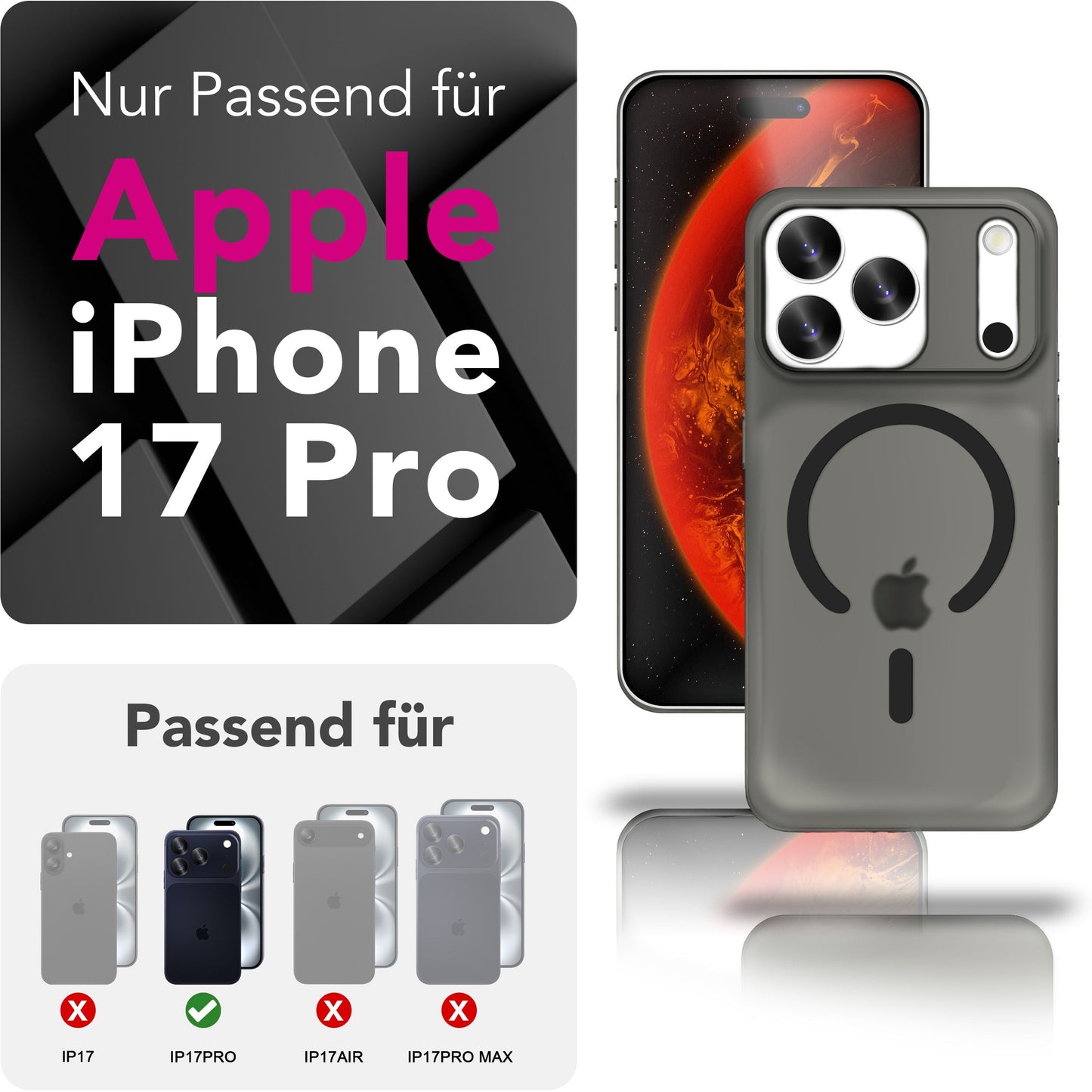 NALIA Ultra-Slim Hardcase für iPhone 17 Pro – MagSafe kompatibel & 0.3mm Dünn – THINIX (Matte Semi-Transparente Hülle) – Marke aus Berlin