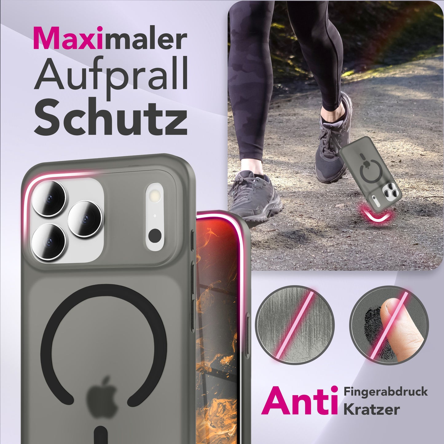 NALIA Ultra-Slim Hardcase für iPhone 17 Pro – MagSafe kompatibel & 0.3mm Dünn – THINIX (Matte Semi-Transparente Hülle) – Marke aus Berlin