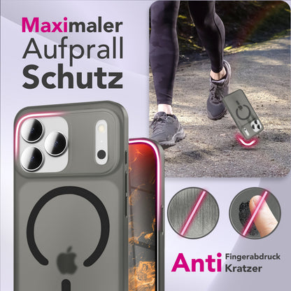NALIA Ultra-Slim Hardcase für iPhone 17 Pro – MagSafe kompatibel & 0.3mm Dünn – THINIX (Matte Semi-Transparente Hülle) – Marke aus Berlin