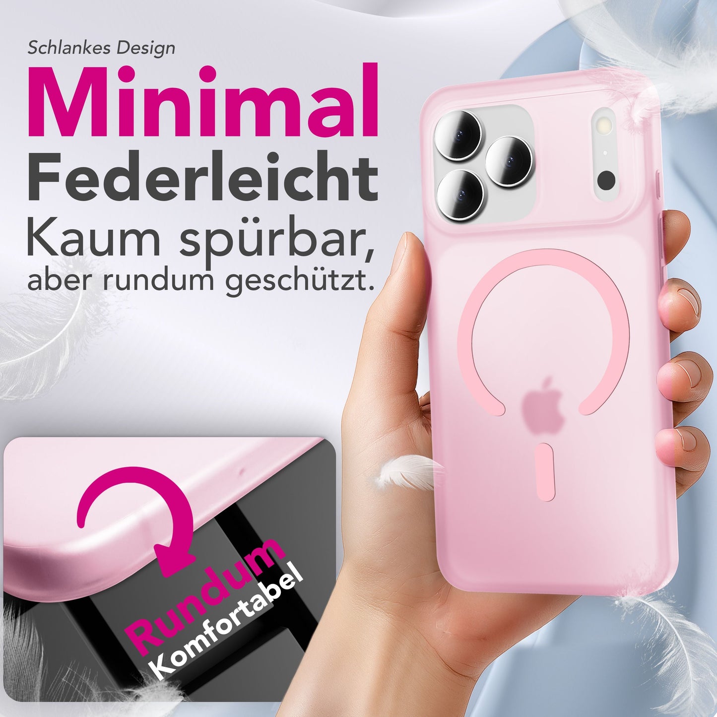 NALIA Ultra-Slim Hardcase für iPhone 17 Pro Max – MagSafe kompatibel & 0.3mm Dünn – THINIX (Matte Semi-Transparente Hülle) – Marke aus Berlin