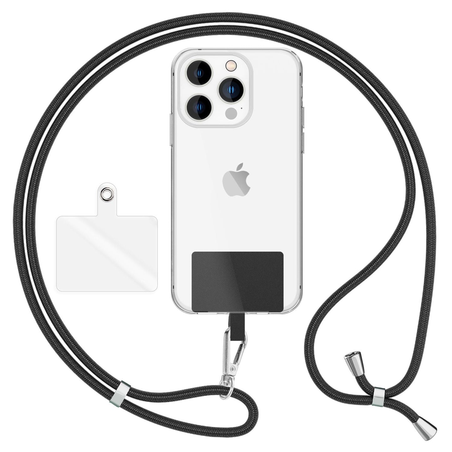 NALIA Universal Handykette für alle Smartphones – Robuste Kordel & 2 Patches – HOLDME AIR (Klassisches Lanyard mit Silbernem Karabiner) – Marke aus Berlin