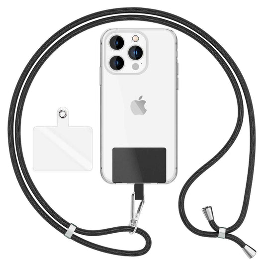 NALIA Universal Handykette für alle Smartphones – Robuste Kordel & 2 Patches – HOLDME AIR (Klassisches Lanyard mit Silbernem Karabiner) – Marke aus Berlin