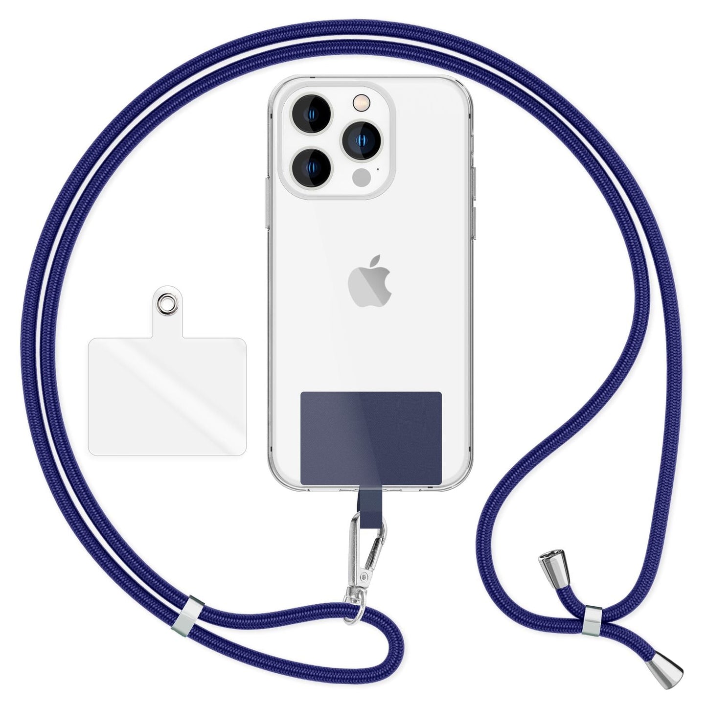 NALIA Universal Handykette für alle Smartphones – Robuste Kordel & 2 Patches – HOLDME AIR (Klassisches Lanyard mit Silbernem Karabiner) – Marke aus Berlin