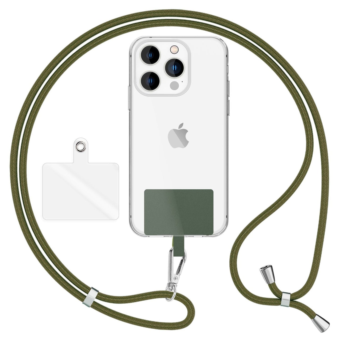 NALIA Universal Handykette für alle Smartphones – Robuste Kordel & 2 Patches – HOLDME AIR (Klassisches Lanyard mit Silbernem Karabiner) – Marke aus Berlin