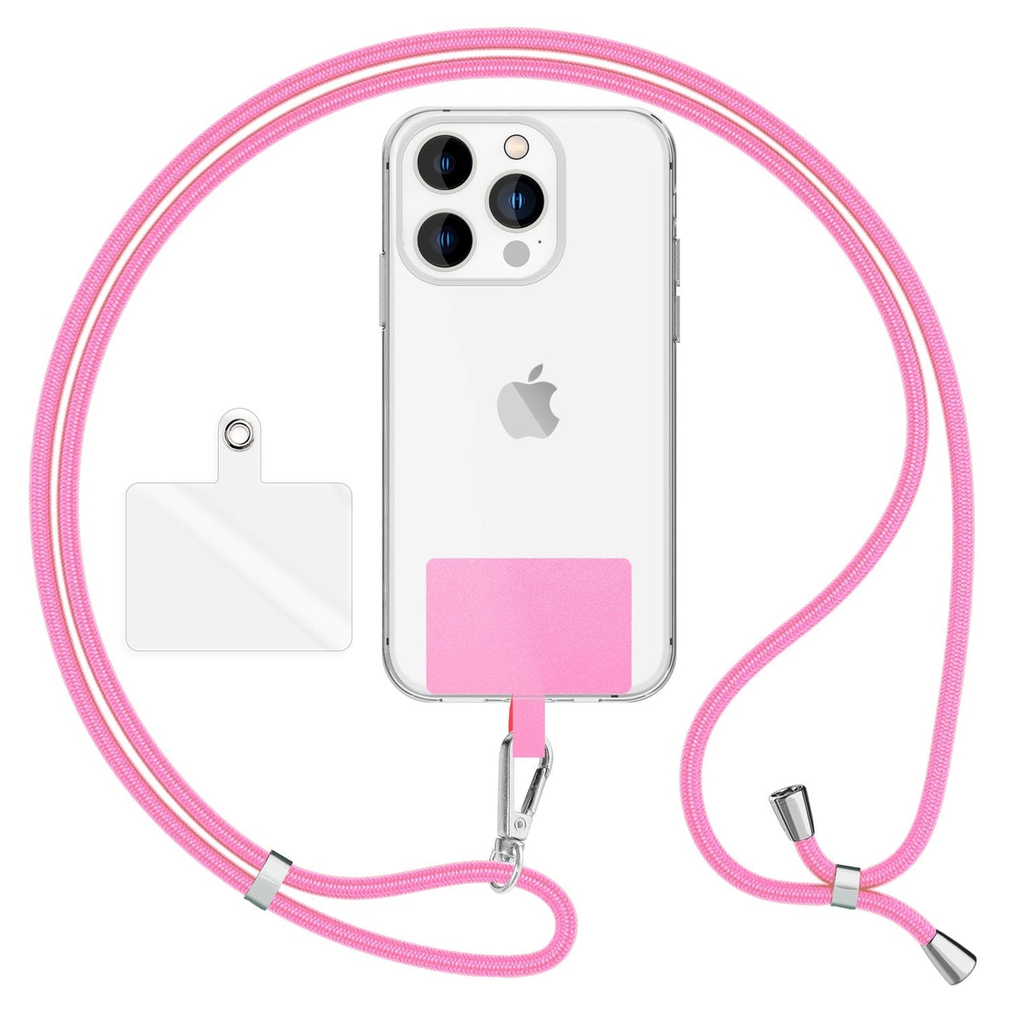 NALIA Universal Handykette für alle Smartphones – Robuste Kordel & 2 Patches – HOLDME AIR (Klassisches Lanyard mit Silbernem Karabiner) – Marke aus Berlin