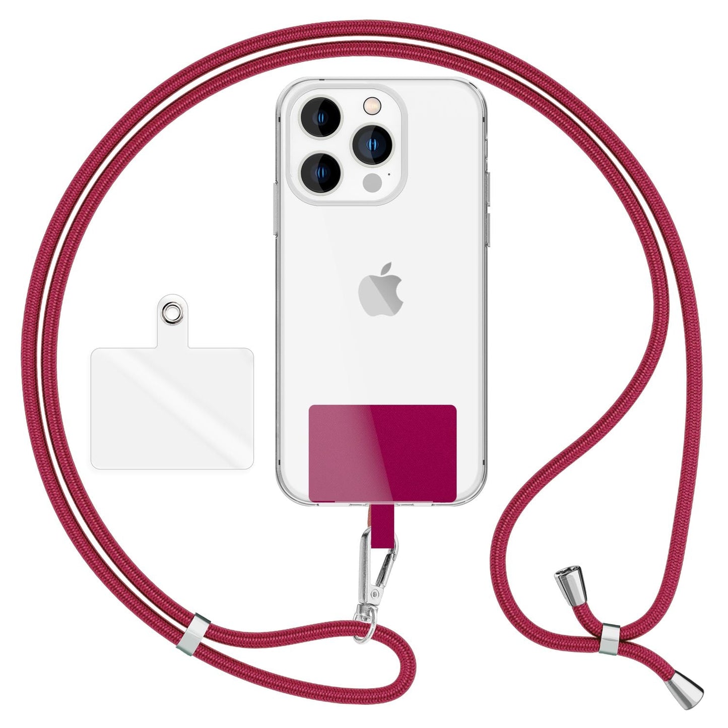 NALIA Universal Handykette für alle Smartphones – Robuste Kordel & 2 Patches – HOLDME AIR (Klassisches Lanyard mit Silbernem Karabiner) – Marke aus Berlin