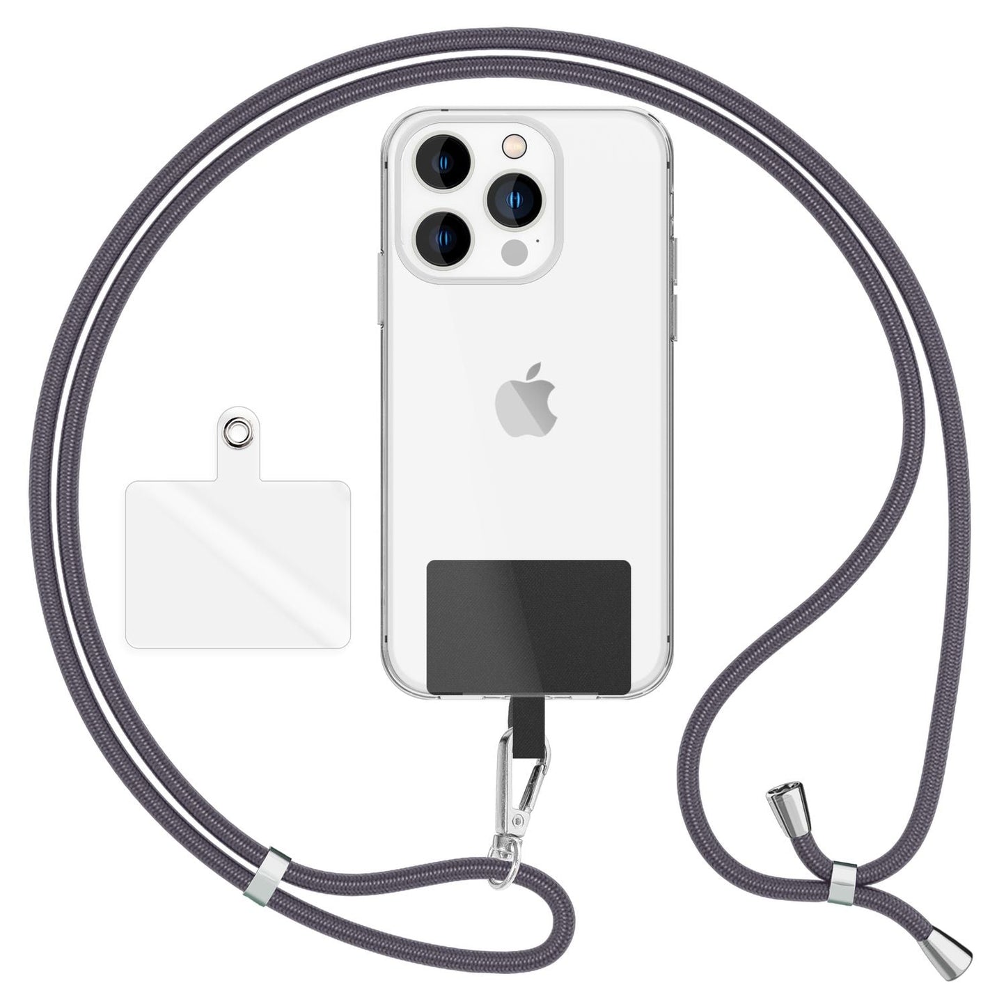 NALIA Universal Handykette für alle Smartphones – Robuste Kordel & 2 Patches – HOLDME AIR (Klassisches Lanyard mit Silbernem Karabiner) – Marke aus Berlin