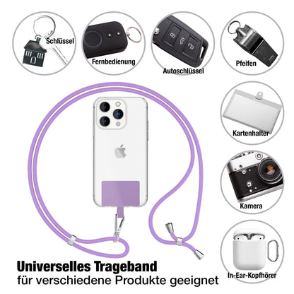 NALIA Universal Handykette für alle Smartphones – Robuste Kordel & 2 Patches – HOLDME AIR (Klassisches Lanyard mit Silbernem Karabiner) – Marke aus Berlin