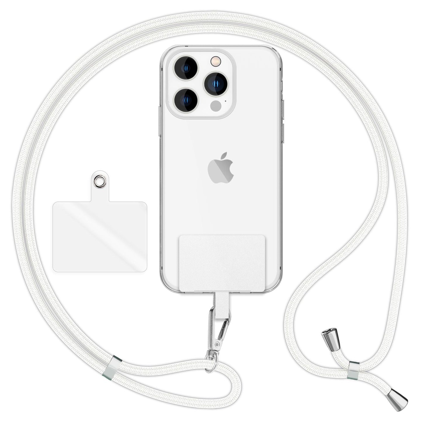 NALIA Universal Handykette für alle Smartphones – Robuste Kordel & 2 Patches – HOLDME AIR (Klassisches Lanyard mit Silbernem Karabiner) – Marke aus Berlin