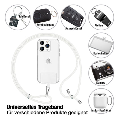 NALIA Universal Handykette für alle Smartphones – Robuste Kordel & 2 Patches – HOLDME AIR (Klassisches Lanyard mit Silbernem Karabiner) – Marke aus Berlin