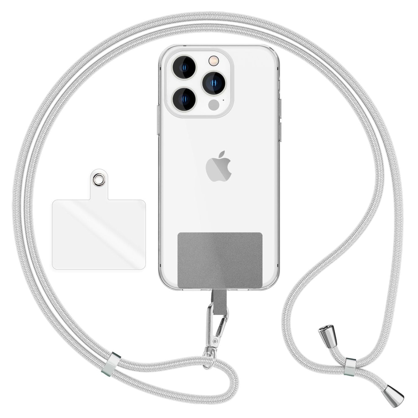 NALIA Universal Handykette für alle Smartphones – Robuste Kordel & 2 Patches – HOLDME AIR (Klassisches Lanyard mit Silbernem Karabiner) – Marke aus Berlin