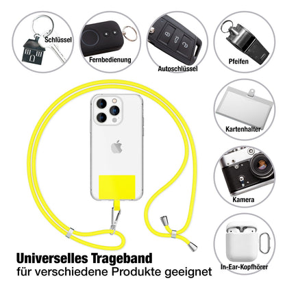 NALIA Universal Handykette für alle Smartphones – Robuste Kordel & 2 Patches – HOLDME AIR (Klassisches Lanyard mit Silbernem Karabiner) – Marke aus Berlin