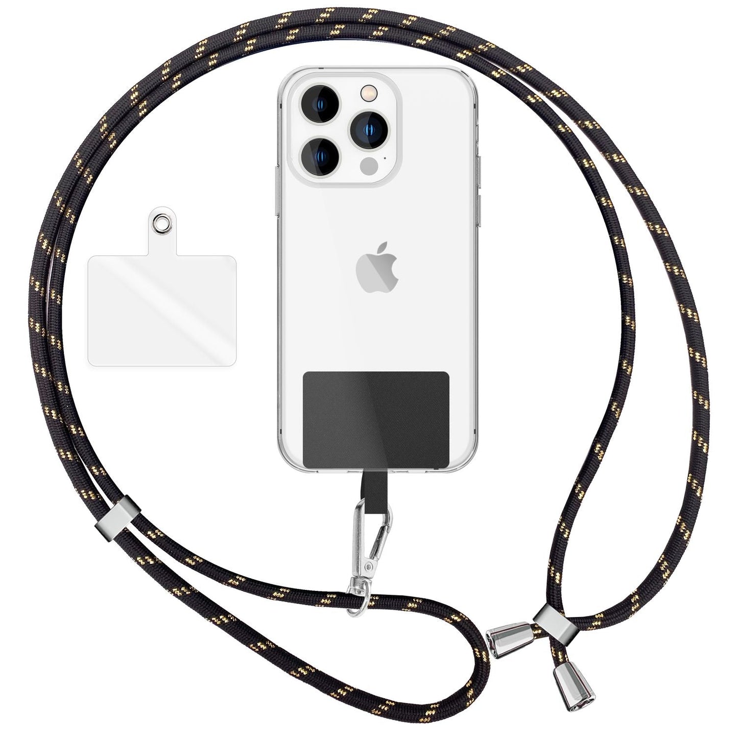 NALIA Bunte Universal-Kette mit Pad, Band für Handy-Hülle zum Umhängen, Karabinerhaken Anhänger Metall, Schlüsselband Umhängeband 160 CM, Crossbody Lanyard mit Schlaufe