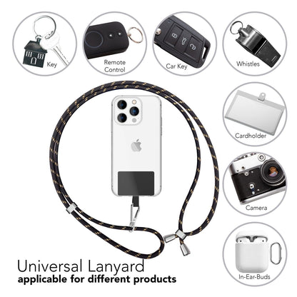 NALIA Bunte Universal-Kette mit Pad, Band für Handy-Hülle zum Umhängen, Karabinerhaken Anhänger Metall, Schlüsselband Umhängeband 160 CM, Crossbody Lanyard mit Schlaufe