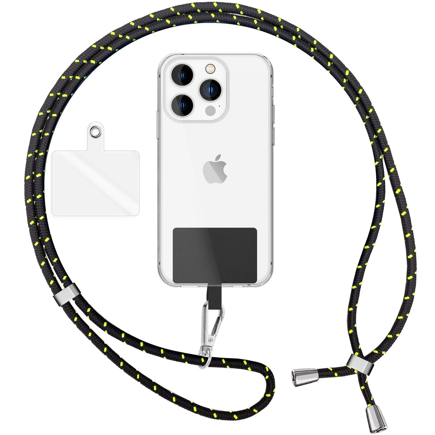 NALIA Bunte Universal-Kette mit Pad, Band für Handy-Hülle zum Umhängen, Karabinerhaken Anhänger Metall, Schlüsselband Umhängeband 160 CM, Crossbody Lanyard mit Schlaufe