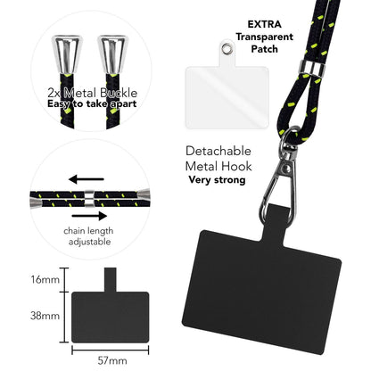 NALIA Bunte Universal-Kette mit Pad, Band für Handy-Hülle zum Umhängen, Karabinerhaken Anhänger Metall, Schlüsselband Umhängeband 160 CM, Crossbody Lanyard mit Schlaufe