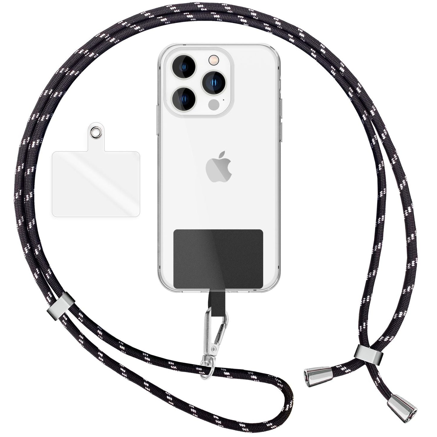 NALIA Bunte Universal-Kette mit Pad, Band für Handy-Hülle zum Umhängen, Karabinerhaken Anhänger Metall, Schlüsselband Umhängeband 160 CM, Crossbody Lanyard mit Schlaufe