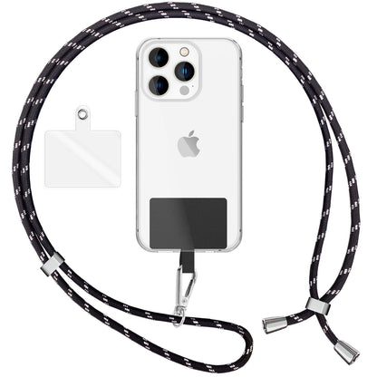NALIA Bunte Universal-Kette mit Pad, Band für Handy-Hülle zum Umhängen, Karabinerhaken Anhänger Metall, Schlüsselband Umhängeband 160 CM, Crossbody Lanyard mit Schlaufe