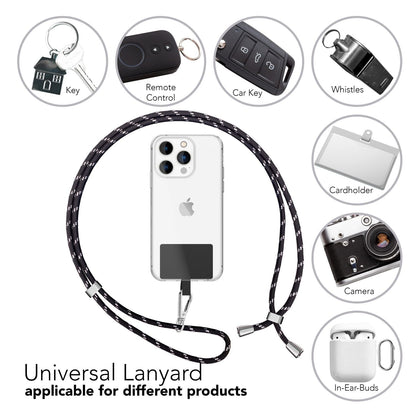 NALIA Bunte Universal-Kette mit Pad, Band für Handy-Hülle zum Umhängen, Karabinerhaken Anhänger Metall, Schlüsselband Umhängeband 160 CM, Crossbody Lanyard mit Schlaufe