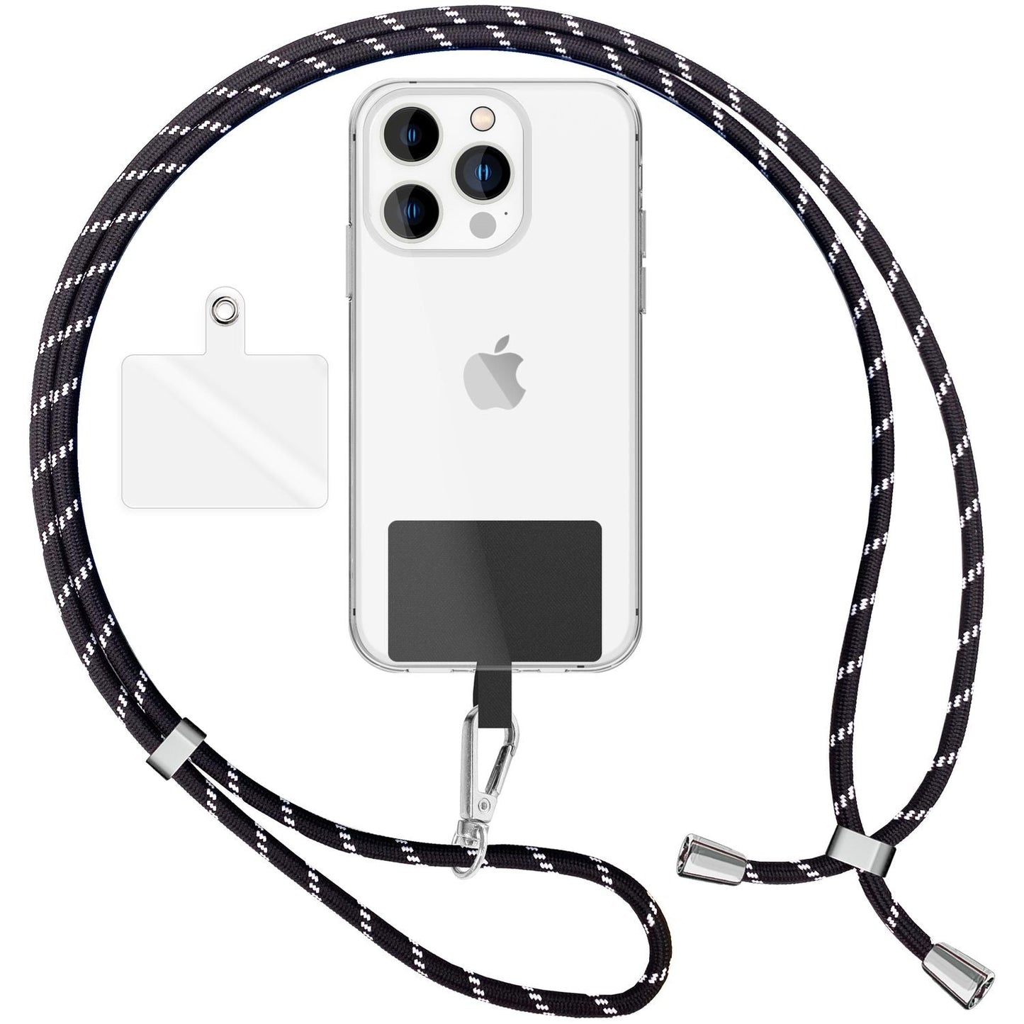 NALIA Bunte Universal-Kette mit Pad, Band für Handy-Hülle zum Umhängen, Karabinerhaken Anhänger Metall, Schlüsselband Umhängeband 160 CM, Crossbody Lanyard mit Schlaufe