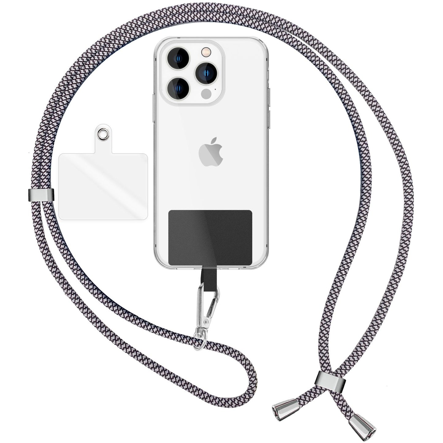 NALIA Bunte Universal-Kette mit Pad, Band für Handy-Hülle zum Umhängen, Karabinerhaken Anhänger Metall, Schlüsselband Umhängeband 160 CM, Crossbody Lanyard mit Schlaufe