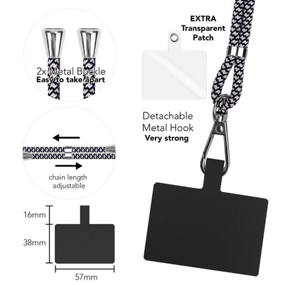 NALIA Bunte Universal-Kette mit Pad, Band für Handy-Hülle zum Umhängen, Karabinerhaken Anhänger Metall, Schlüsselband Umhängeband 160 CM, Crossbody Lanyard mit Schlaufe