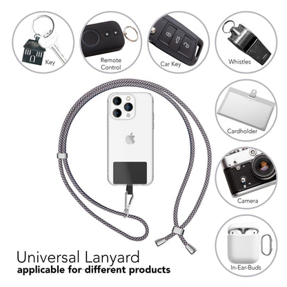NALIA Bunte Universal-Kette mit Pad, Band für Handy-Hülle zum Umhängen, Karabinerhaken Anhänger Metall, Schlüsselband Umhängeband 160 CM, Crossbody Lanyard mit Schlaufe