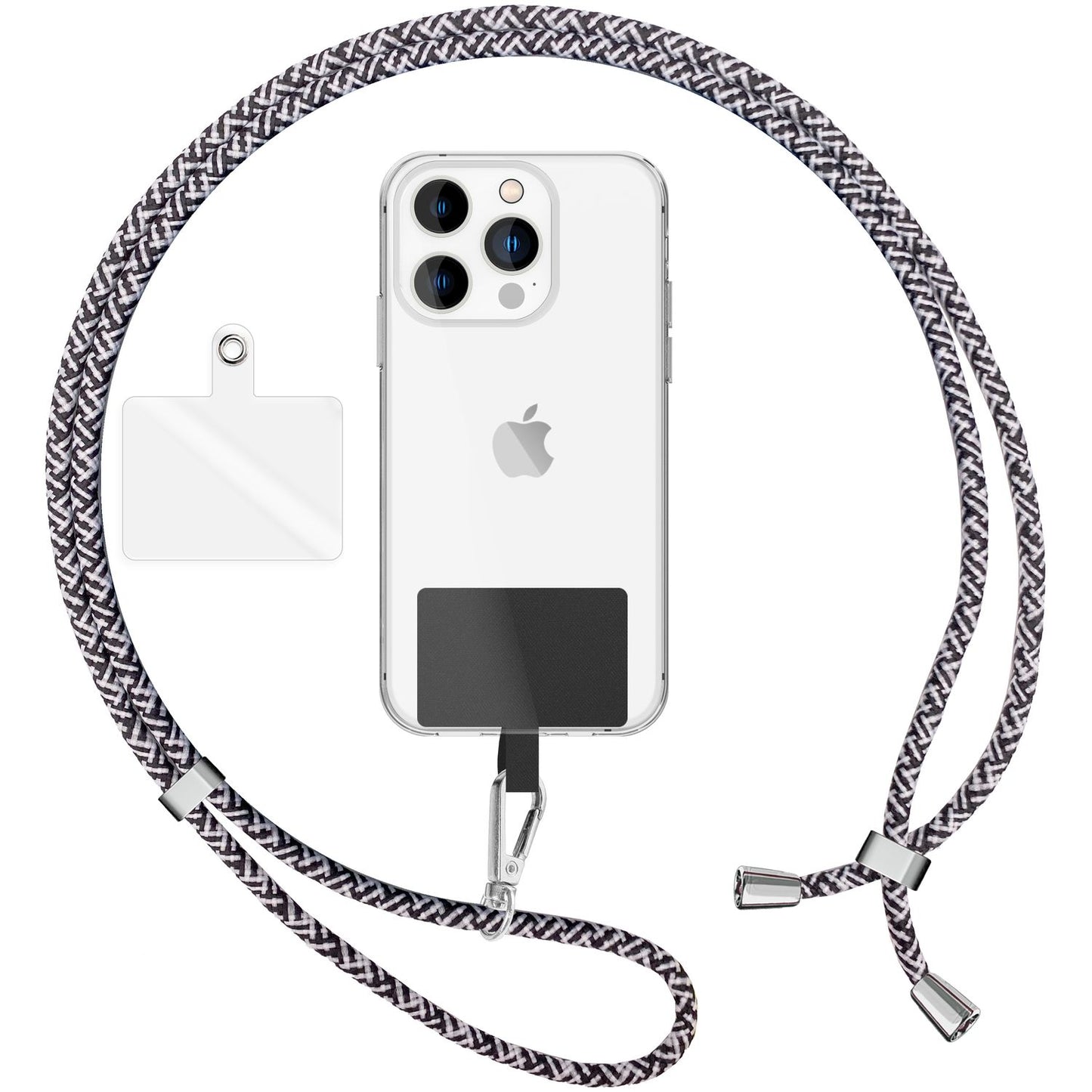 NALIA Bunte Universal-Kette mit Pad, Band für Handy-Hülle zum Umhängen, Karabinerhaken Anhänger Metall, Schlüsselband Umhängeband 160 CM, Crossbody Lanyard mit Schlaufe