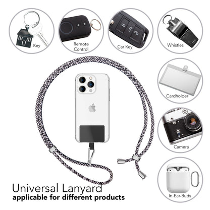 NALIA Bunte Universal-Kette mit Pad, Band für Handy-Hülle zum Umhängen, Karabinerhaken Anhänger Metall, Schlüsselband Umhängeband 160 CM, Crossbody Lanyard mit Schlaufe