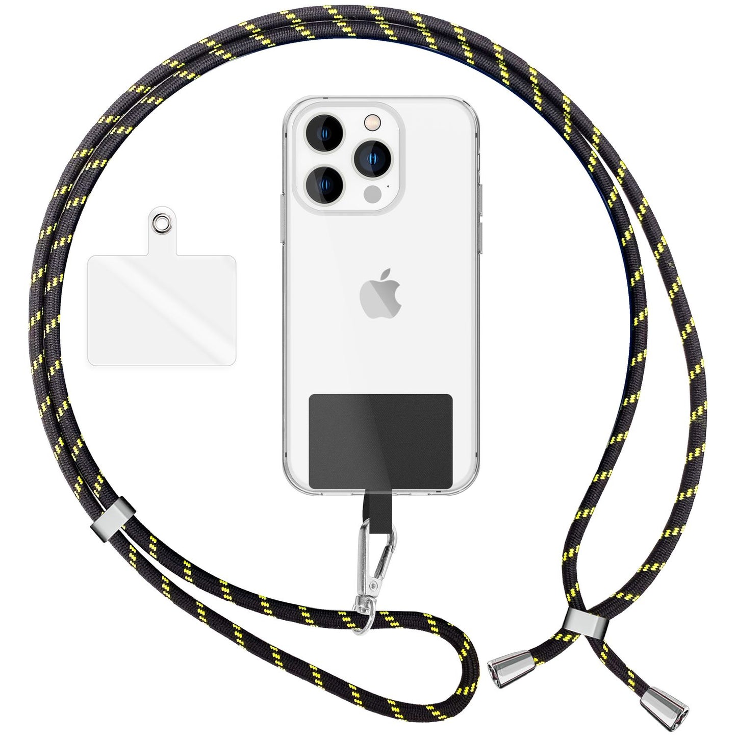 NALIA Bunte Universal-Kette mit Pad, Band für Handy-Hülle zum Umhängen, Karabinerhaken Anhänger Metall, Schlüsselband Umhängeband 160 CM, Crossbody Lanyard mit Schlaufe