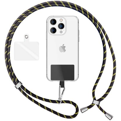 NALIA Bunte Universal-Kette mit Pad, Band für Handy-Hülle zum Umhängen, Karabinerhaken Anhänger Metall, Schlüsselband Umhängeband 160 CM, Crossbody Lanyard mit Schlaufe