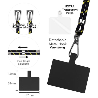 NALIA Bunte Universal-Kette mit Pad, Band für Handy-Hülle zum Umhängen, Karabinerhaken Anhänger Metall, Schlüsselband Umhängeband 160 CM, Crossbody Lanyard mit Schlaufe