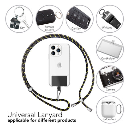 NALIA Bunte Universal-Kette mit Pad, Band für Handy-Hülle zum Umhängen, Karabinerhaken Anhänger Metall, Schlüsselband Umhängeband 160 CM, Crossbody Lanyard mit Schlaufe