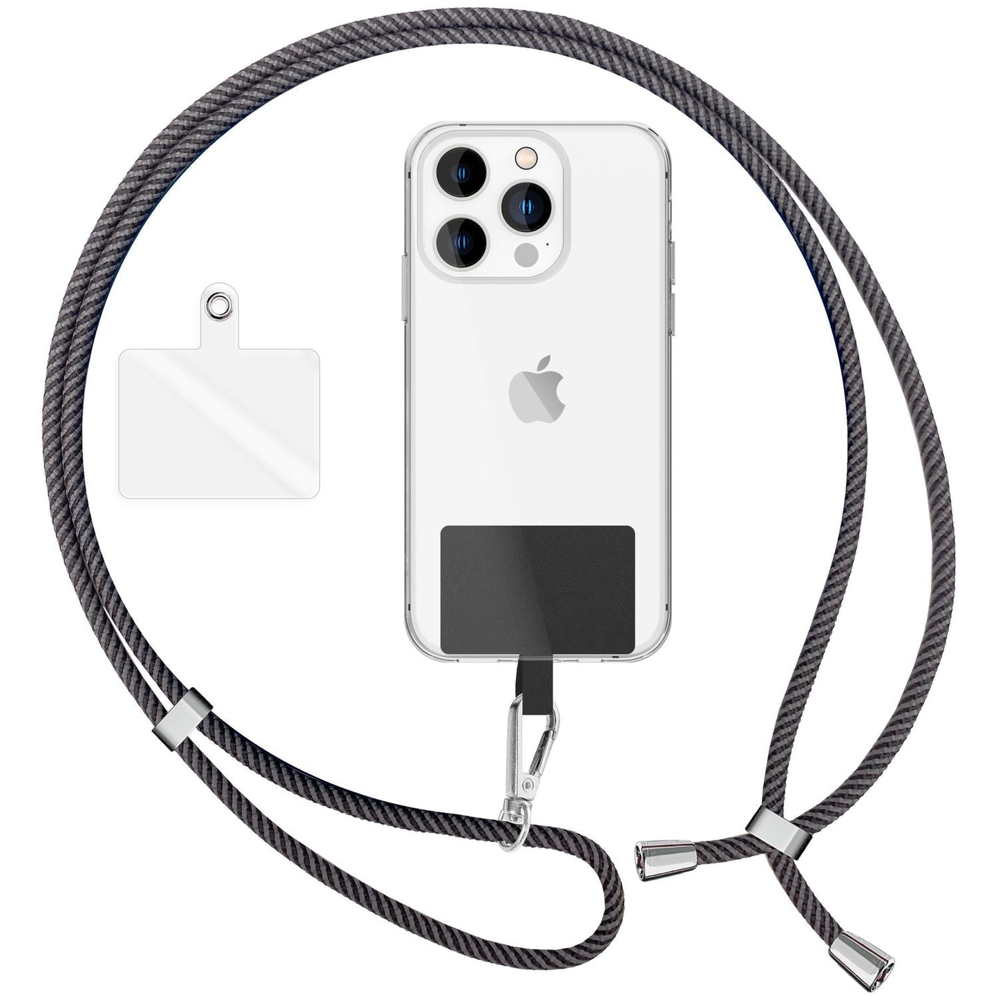 NALIA Bunte Universal-Kette mit Pad, Band für Handy-Hülle zum Umhängen, Karabinerhaken Anhänger Metall, Schlüsselband Umhängeband 160 CM, Crossbody Lanyard mit Schlaufe