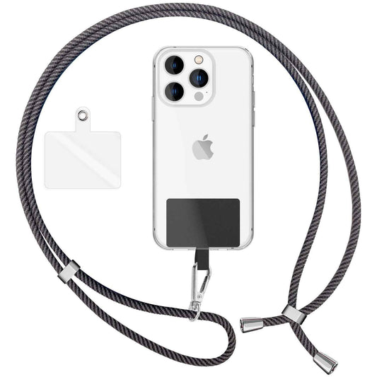 NALIA Bunte Universal-Kette mit Pad, Band für Handy-Hülle zum Umhängen, Karabinerhaken Anhänger Metall, Schlüsselband Umhängeband 160 CM, Crossbody Lanyard mit Schlaufe