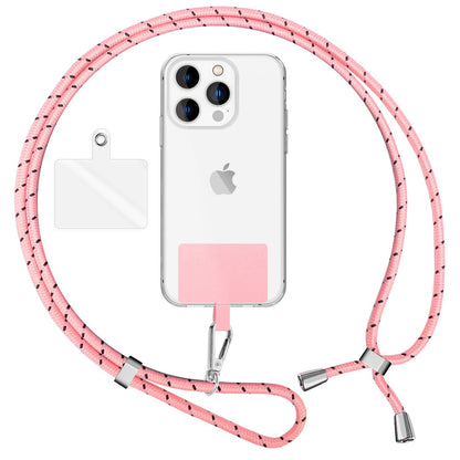 NALIA Bunte Universal-Kette mit Pad, Band für Handy-Hülle zum Umhängen, Karabinerhaken Anhänger Metall, Schlüsselband Umhängeband 160 CM, Crossbody Lanyard mit Schlaufe