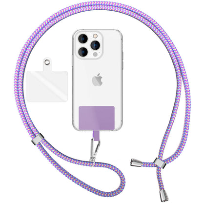 NALIA Bunte Universal-Kette mit Pad, Band für Handy-Hülle zum Umhängen, Karabinerhaken Anhänger Metall, Schlüsselband Umhängeband 160 CM, Crossbody Lanyard mit Schlaufe