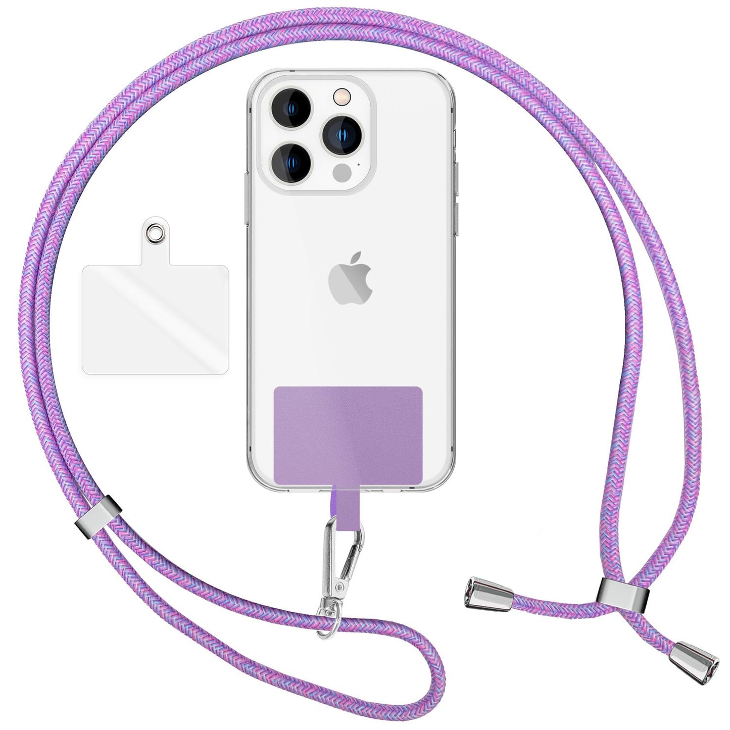 NALIA Bunte Universal-Kette mit Pad, Band für Handy-Hülle zum Umhängen, Karabinerhaken Anhänger Metall, Schlüsselband Umhängeband 160 CM, Crossbody Lanyard mit Schlaufe