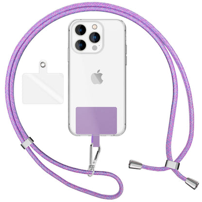 NALIA Bunte Universal-Kette mit Pad, Band für Handy-Hülle zum Umhängen, Karabinerhaken Anhänger Metall, Schlüsselband Umhängeband 160 CM, Crossbody Lanyard mit Schlaufe