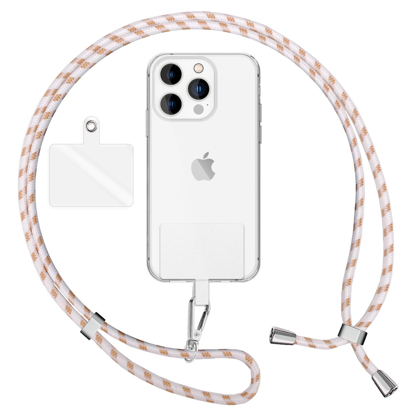 NALIA Bunte Universal-Kette mit Pad, Band für Handy-Hülle zum Umhängen, Karabinerhaken Anhänger Metall, Schlüsselband Umhängeband 160 CM, Crossbody Lanyard mit Schlaufe