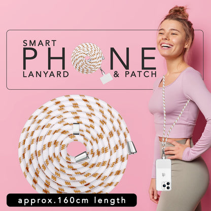 NALIA Bunte Universal-Kette mit Pad, Band für Handy-Hülle zum Umhängen, Karabinerhaken Anhänger Metall, Schlüsselband Umhängeband 160 CM, Crossbody Lanyard mit Schlaufe