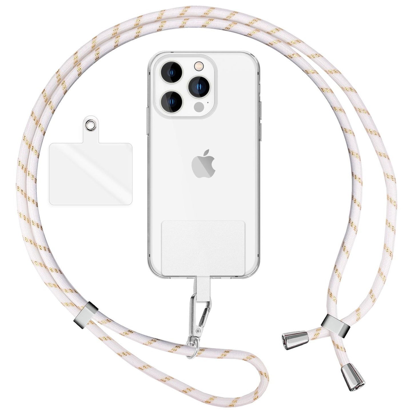 NALIA Bunte Universal-Kette mit Pad, Band für Handy-Hülle zum Umhängen, Karabinerhaken Anhänger Metall, Schlüsselband Umhängeband 160 CM, Crossbody Lanyard mit Schlaufe