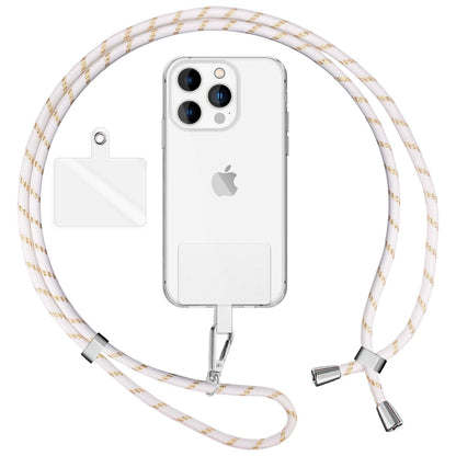 NALIA Bunte Universal-Kette mit Pad, Band für Handy-Hülle zum Umhängen, Karabinerhaken Anhänger Metall, Schlüsselband Umhängeband 160 CM, Crossbody Lanyard mit Schlaufe