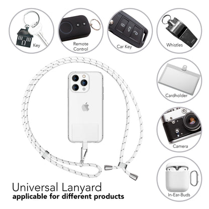 NALIA Bunte Universal-Kette mit Pad, Band für Handy-Hülle zum Umhängen, Karabinerhaken Anhänger Metall, Schlüsselband Umhängeband 160 CM, Crossbody Lanyard mit Schlaufe