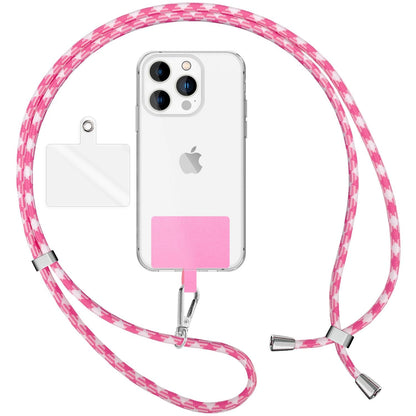 NALIA Bunte Universal-Kette mit Pad, Band für Handy-Hülle zum Umhängen, Karabinerhaken Anhänger Metall, Schlüsselband Umhängeband 160 CM, Crossbody Lanyard mit Schlaufe