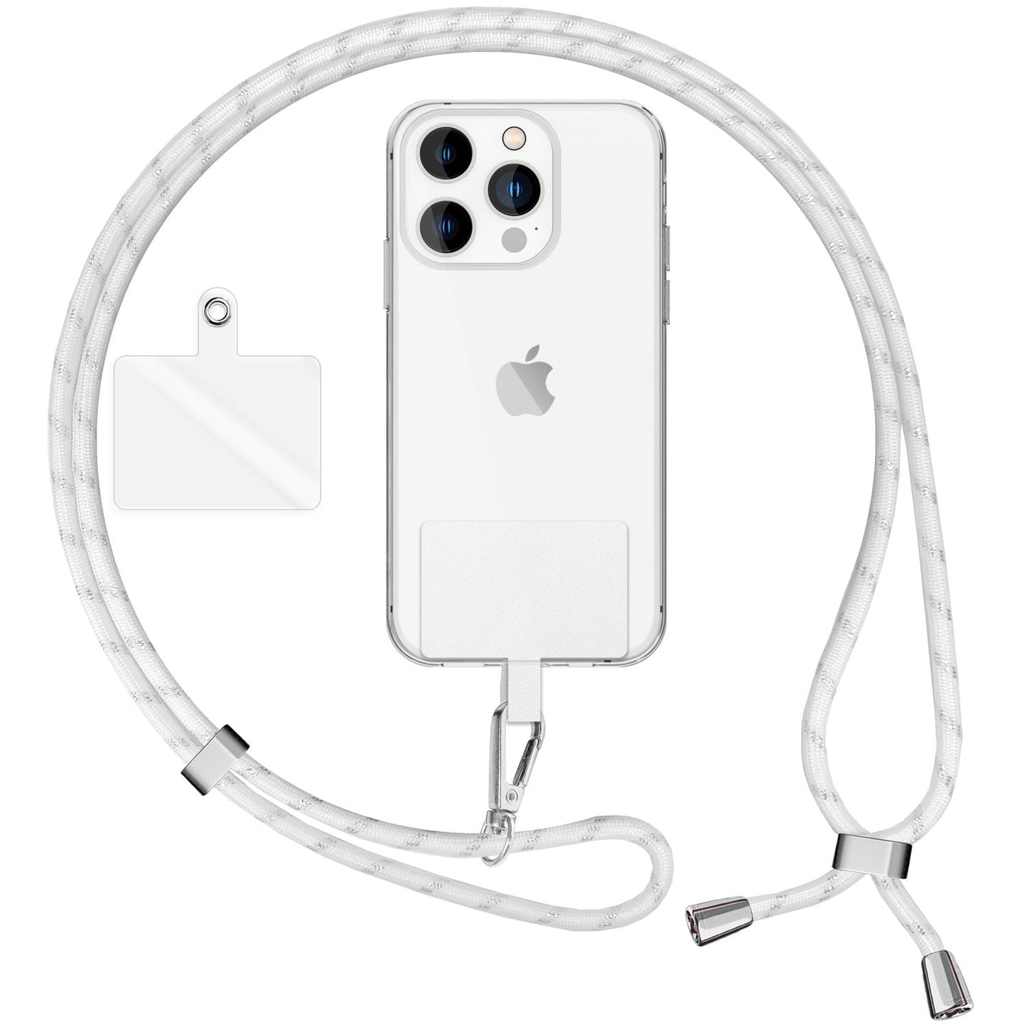 NALIA Bunte Universal-Kette mit Pad, Band für Handy-Hülle zum Umhängen, Karabinerhaken Anhänger Metall, Schlüsselband Umhängeband 160 CM, Crossbody Lanyard mit Schlaufe